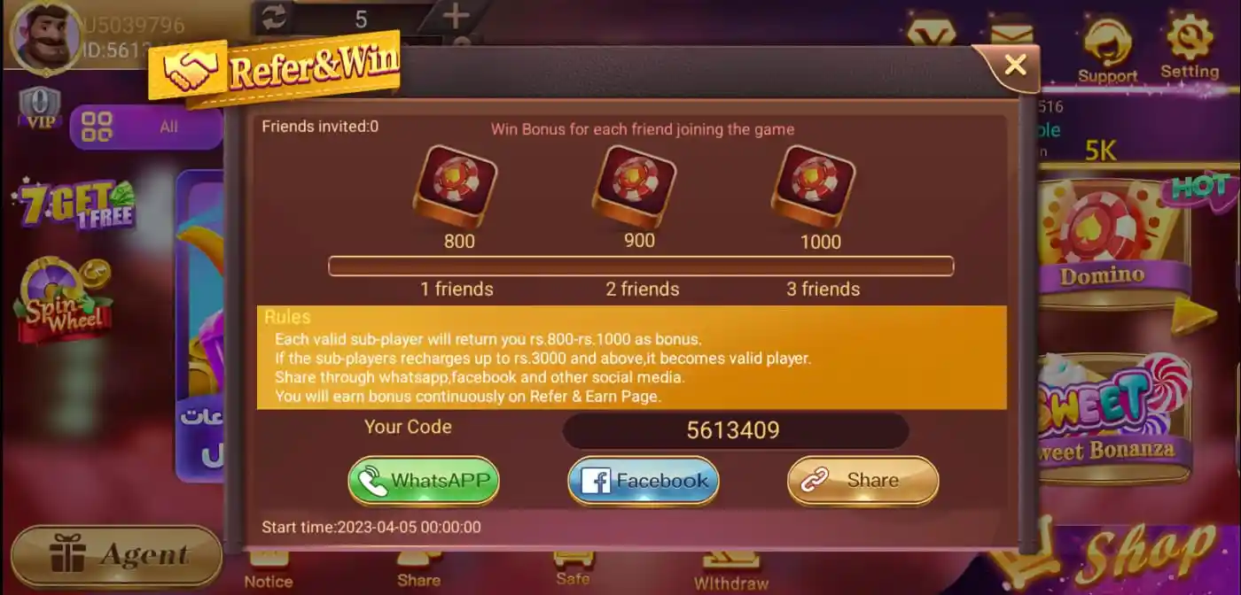 Teen Patti Show Refer and Earn Banner